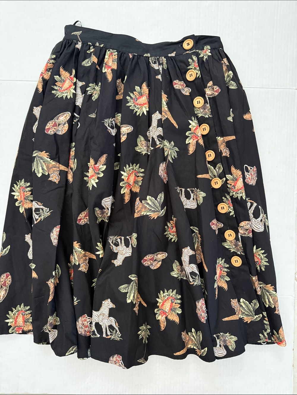 Hell Bunny Animal Print Full Skirt Front Buttons Sz S